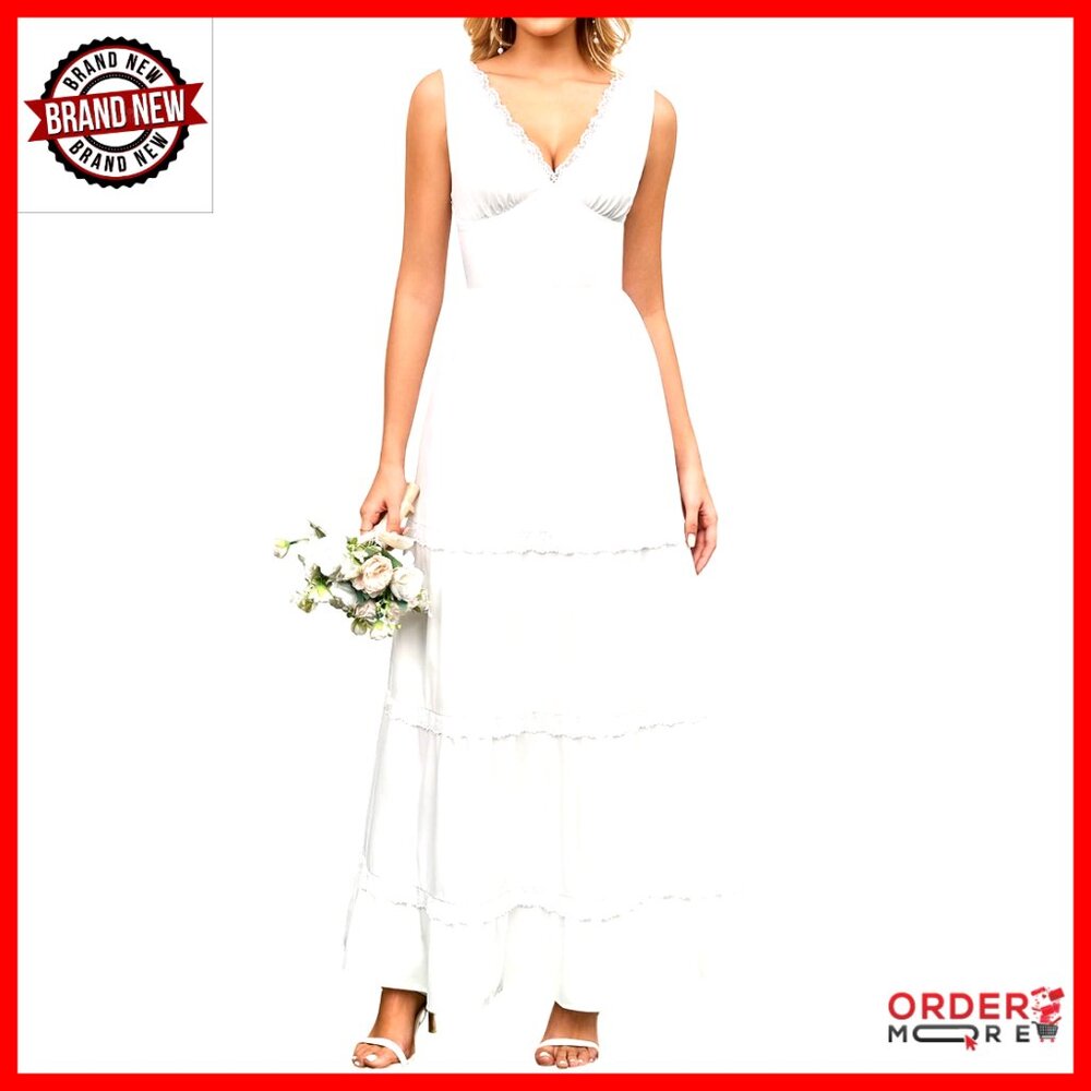 Lace Floral Maxi Dress V Neck Corset Tiered Wedding Guest Tea Party